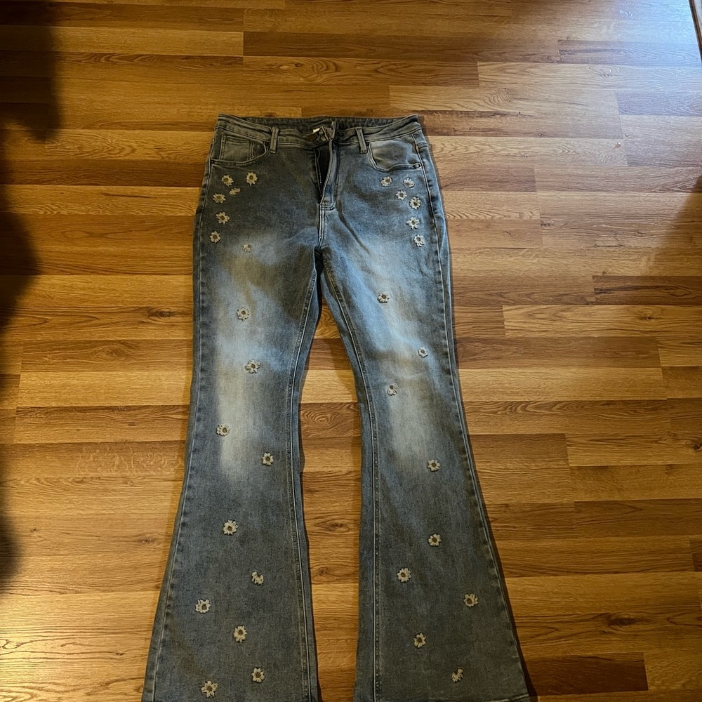 Oh Blue Floral Women's Flare Jeans